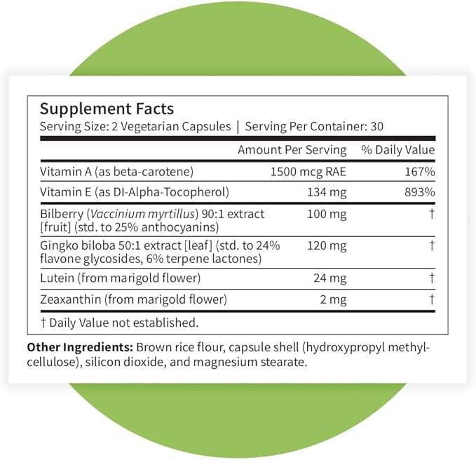 Pattern Wellness Vision Complex Supplement – Daily Eye & Visual Function Support – Herbal Extract & Vitamin Blend – 60 Vegan Capsules