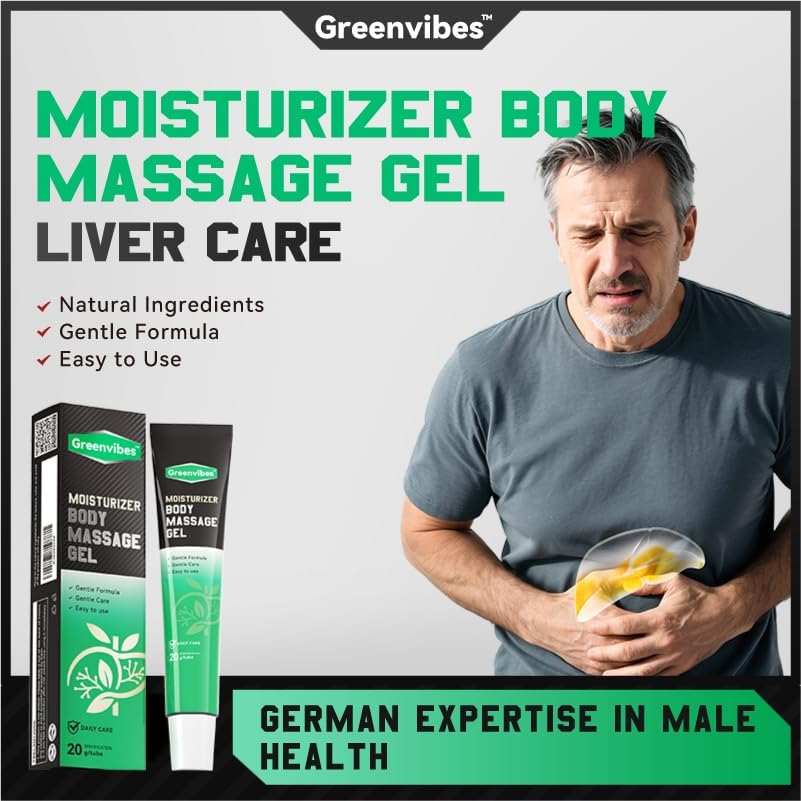 Greenvibes Body Massage Gel, Fast-Absorbing Herbal Blend with Poria Cocos, for Targeted Relief & Skin Hydration, Supports Healthy Liver Function, Boosts Active Energy, 0.68 Fl Oz, 2 Pack