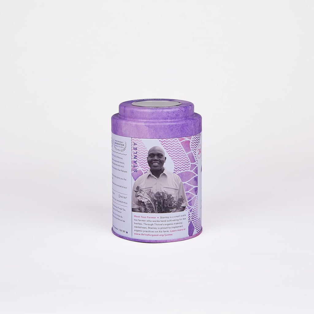 JusTea Purple Rain | Pyramid Compostable Tea Bags | Purple Tea | 12+ Cups | Very Low Caffeine | Award-Winning | Fair Trade | Non-GMO