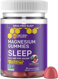 Sleep Magnesium Gummies with Melatonin - 200mg Magnesium Citrate - Melatonin Gummies for Sleep Quality - Nighttime Aid for Adults with Chamomile - 30 Mixed Berry Chewables