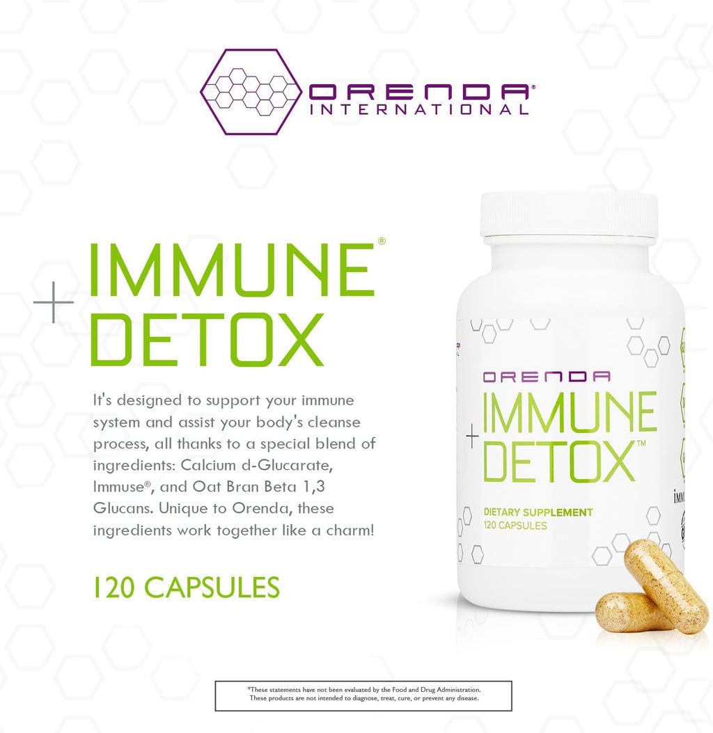 Orenda Immune + Detox - Specialized Formula with Calcium d-Glucarate, Beta 1,3 Glucans & IMMUSE® for Wellness and Balance - 120 Capsules