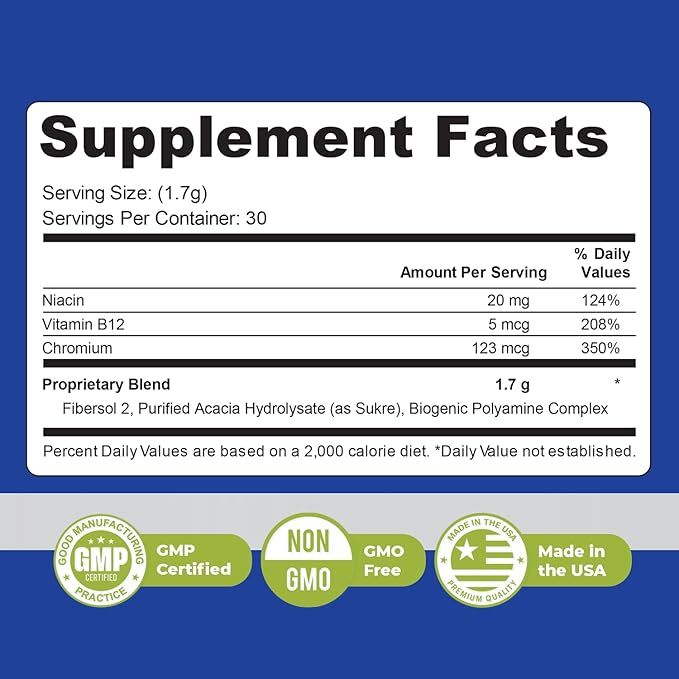 UltraFasting Complex Powder – Natural Supplement with Niacin, Vitamin B12 & Chromium – Made in USA,Non-GMO, Easy-to-Use - 5.37 oz per Container, 153g, 3 Month Supply,