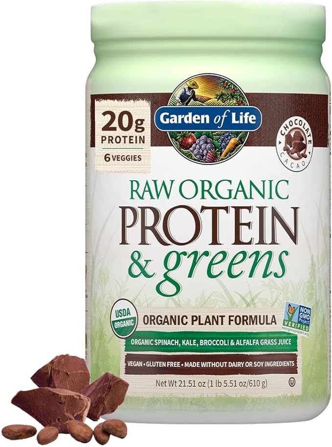 Garden of Life Raw Organic Protein & Greens, Chocolate Cacao, 1 lb 5.51 oz (610 g)