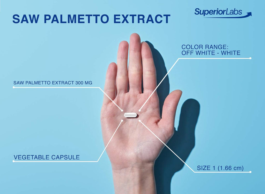 Superior Labs — Saw Palmetto Extract NonGMO, Non Synthetic— 300 mg Dosage, 120 Vegetable Capsules — Supports Urinary Tract Flow & Frequency