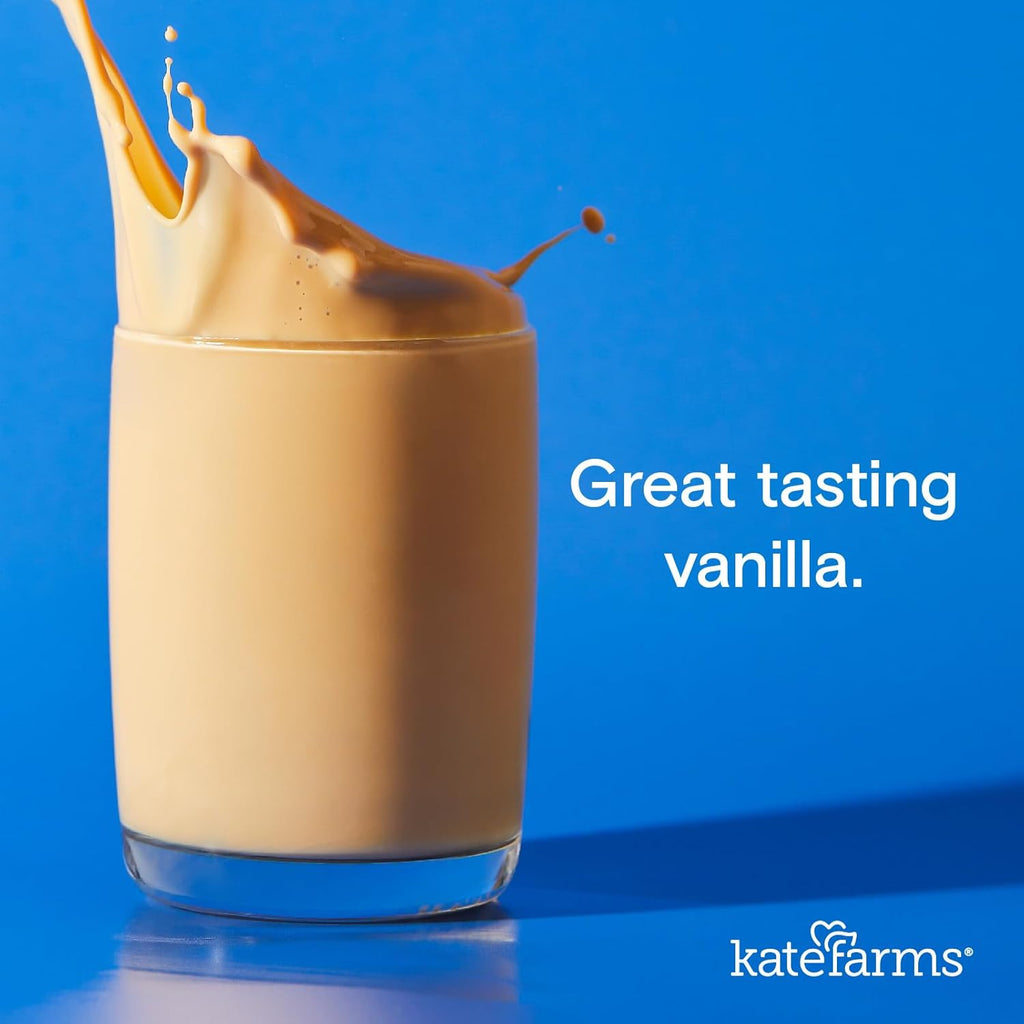 Kate Farms Organic Nutrition Shake, Vanilla, 16g Protein, 27 Vitamins and Minerals, Meal Replacement, 11 oz, 6 Pack
