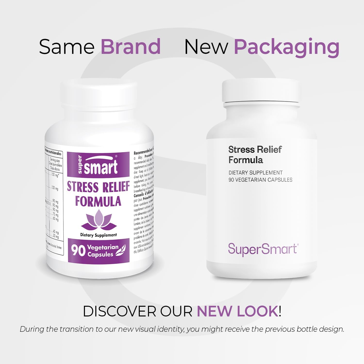 Supersmart - Stress Relief Formula (All-in-1) - 100% Natural Supplement - with Passion Flower, Polygala Tenuifolia | Non-GMO & Gluten Free - 90 Vegetarian Capsules