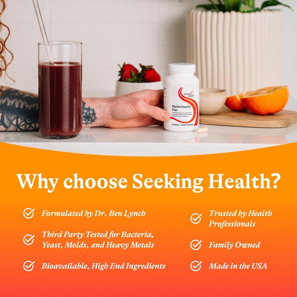Seeking Health Multivitamin One, 1 a Day Multivitamin Supplement for Adults, Methyl B12 and Methylfolate, Vitamin A, Bioavailable Nutrients for Men and Women, Vegetarian (45 Capsules)