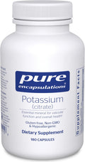 Pure Encapsulations Potassium (Citrate) - Essential Electrolyte Supplement to Support Nerve & Muscle Function, Adrenals, Hormones, Heart Health & Energy* - Potassium Citrate Capsule - 180 Capsules