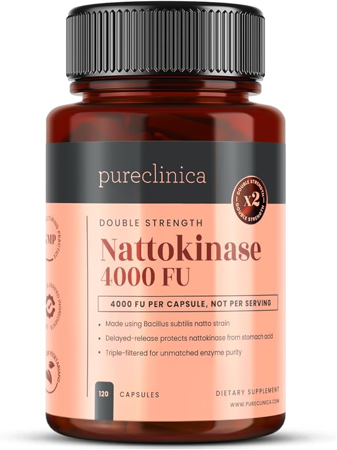 Nattokinase 4,000 FU per Capsule – 120 Vegan Capsules – High Potency – Delayed-Release – Non-GMO Soy-Derived – Clean Label – 4 Month Supply – Pure Enzyme from Bacillus subtilis Natto