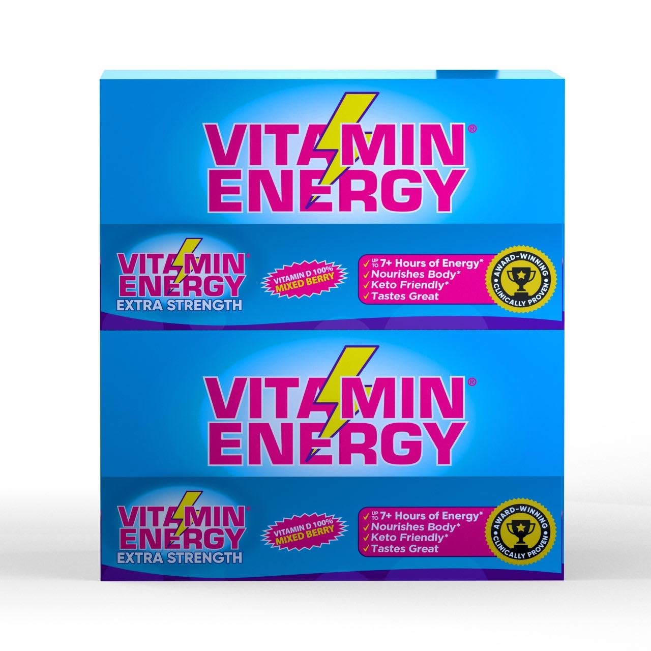 Vitamin Energy Vitamin D Extra Strength Energy Shot Mixed Berry 8 Pack, 260mg Natural Caffeine, B-Complex, Vitamin D, Wellness Support, Keto, Zero Sugar, Gluten-Free Vegan Kosher, 1.93 fl oz