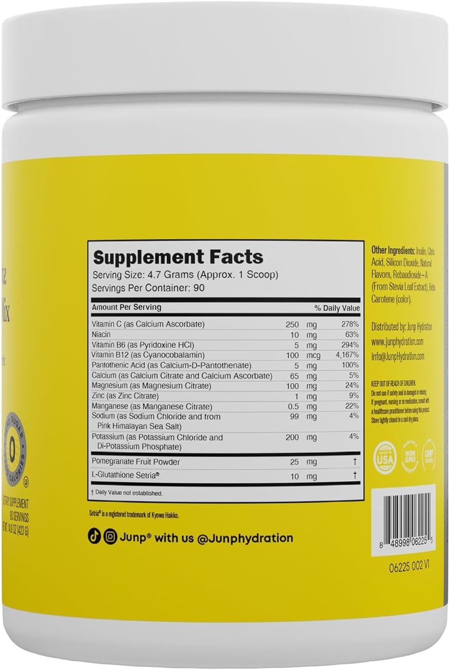 JUNP Electrolytes Powder No Sugar No Carbs – Fresh Squeezed Lemonade Drink Mix - Potassium & Salt Electrolyte Hydration Powder Zero Calorie Sugar Free Electrolyte Powder, Keto Friendly, 180 Servings