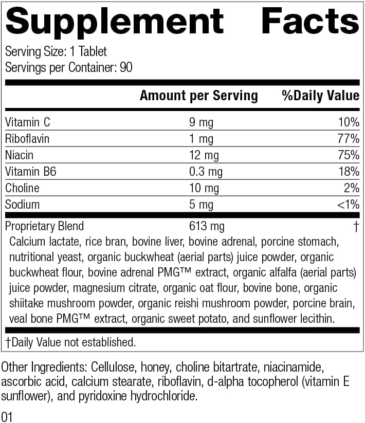 Standard Process Drenamin - Whole Food Antioxidant, Adrenal Support and Immune Support with Shitake, Alfalfa, Rice Bran, Riboflavin, Calcium Lactate, Choline - 90 Tablets