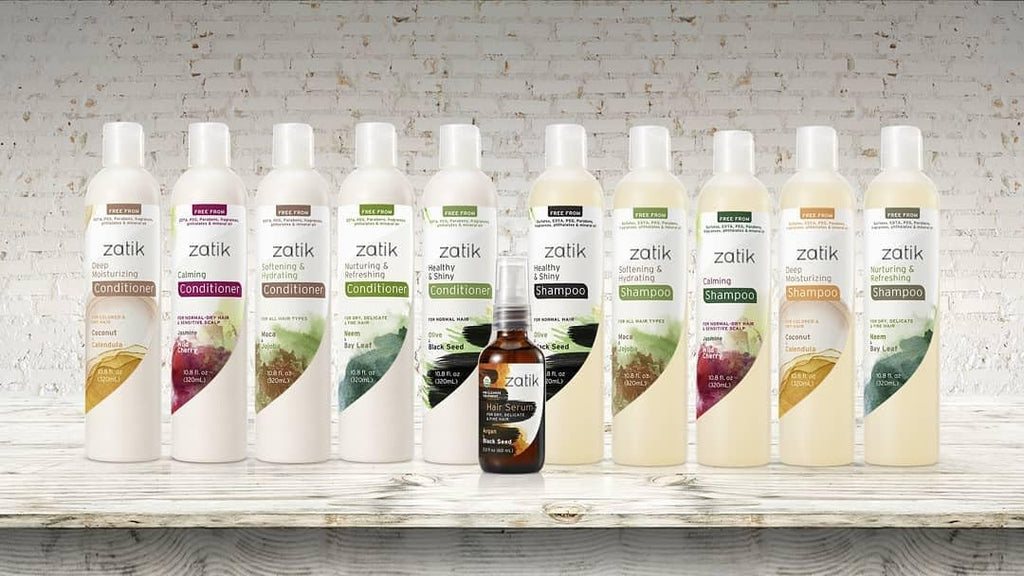Zatik Naturals - Softening & Hydrating Shampoo + Conditioner Set - with Maca and Jojoba for all Hair, Vegan, Biodegradable, pH Balanced, Free From Sulfates, 10.8 fl oz (One of Each)