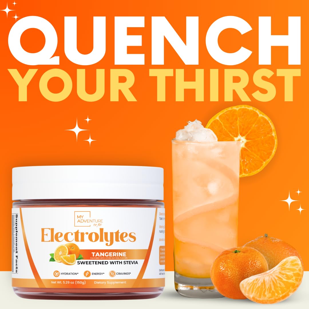Zero Sugar - Tangerine Electrolytes Powder - Refreshing Hydration - Caffeine Free Energy with All Natural Ingredients - Vegan, Keto & Paleo - Sugar Free Electrolytes Hydration Drink Mix - 30 Servings