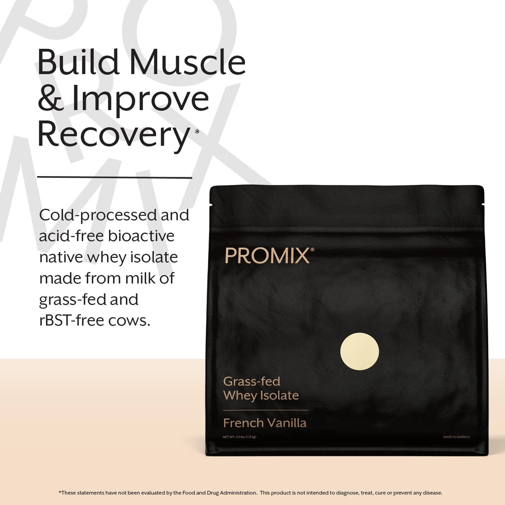 ProMix Nutrition Whey Protein Isolate Powder, Vanilla - Grass-Fed - ­Post Workout Fitness & Nutrition Shakes, Smoothies, Baking & Cooking Recipes - Gluten-Free & Keto-Friendly - 2.5 Pound (Pack of 1)