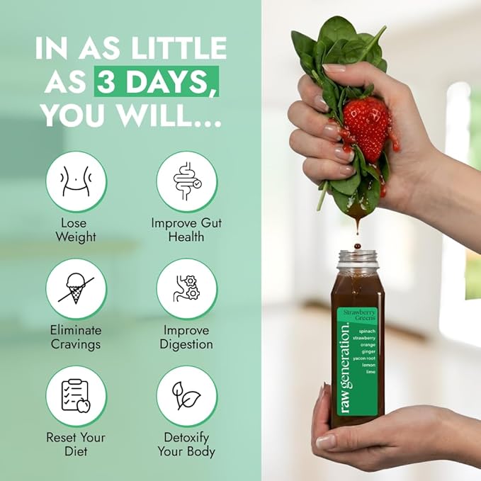 Raw Generation 7-Day Detox Cleanse – 23% Less Sugar Than Other Cleanses | Detox Your Body | Reset Your Diet & Support Weight Loss | Improved Energy | Clearer Skin | Improved Gut Health