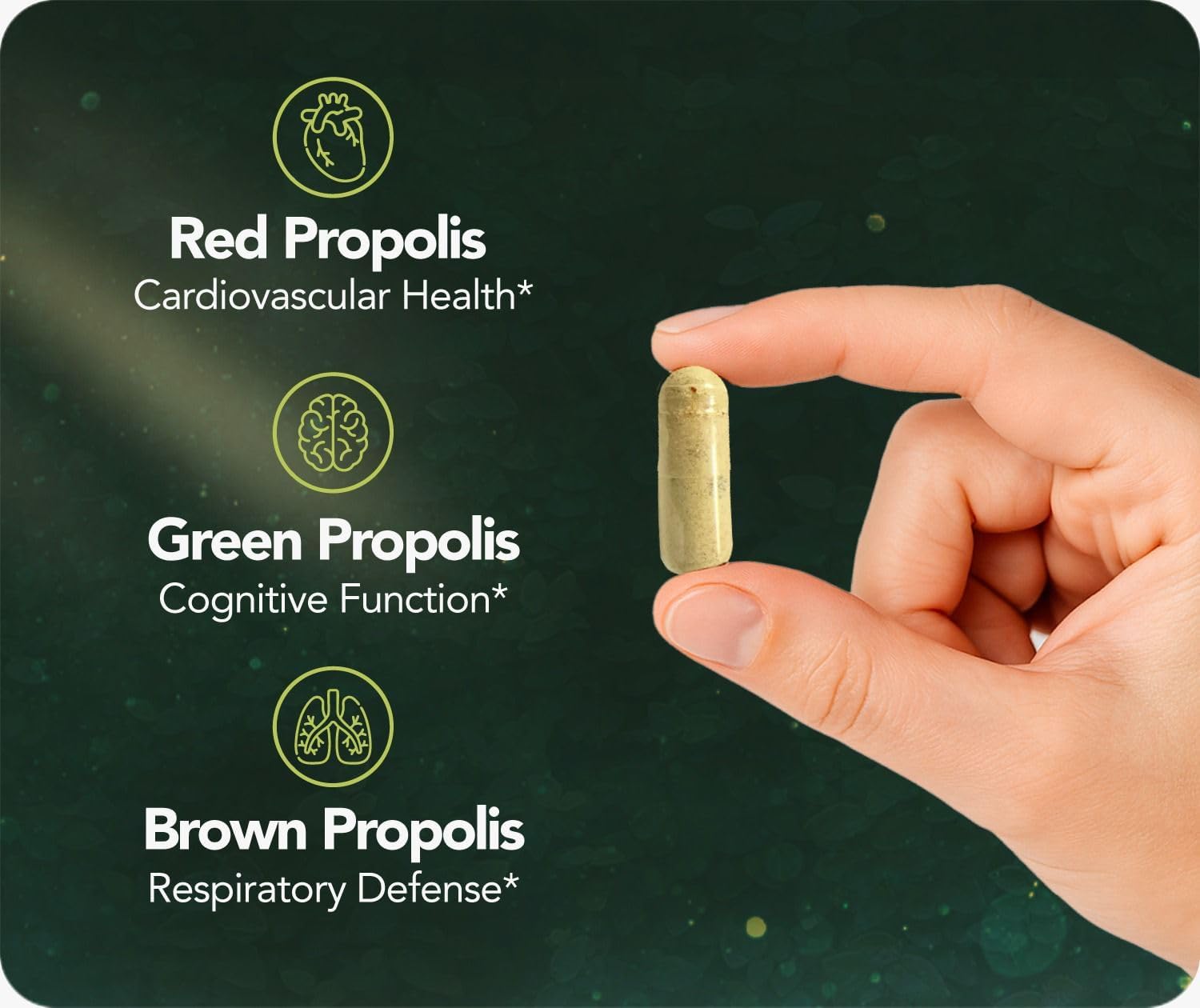 NaturaNectar - Ultimate Bee Propolis Capsules - NSF Contents Certified -Brazilian Red, Brown, & Green - Gluten-Free Supplement with Flavonoids - Naturally Sourced Through Ethical Beekeeping (60pcs.)