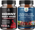Bundle of Horny Goat Weed for Male Enhancement - Tongkat Ali Saw Palmetto Extract Panax Ginseng Black Maca Root for Stamina and Berberine with Ceylon Cinnamon - Heart Health and Sugar Support