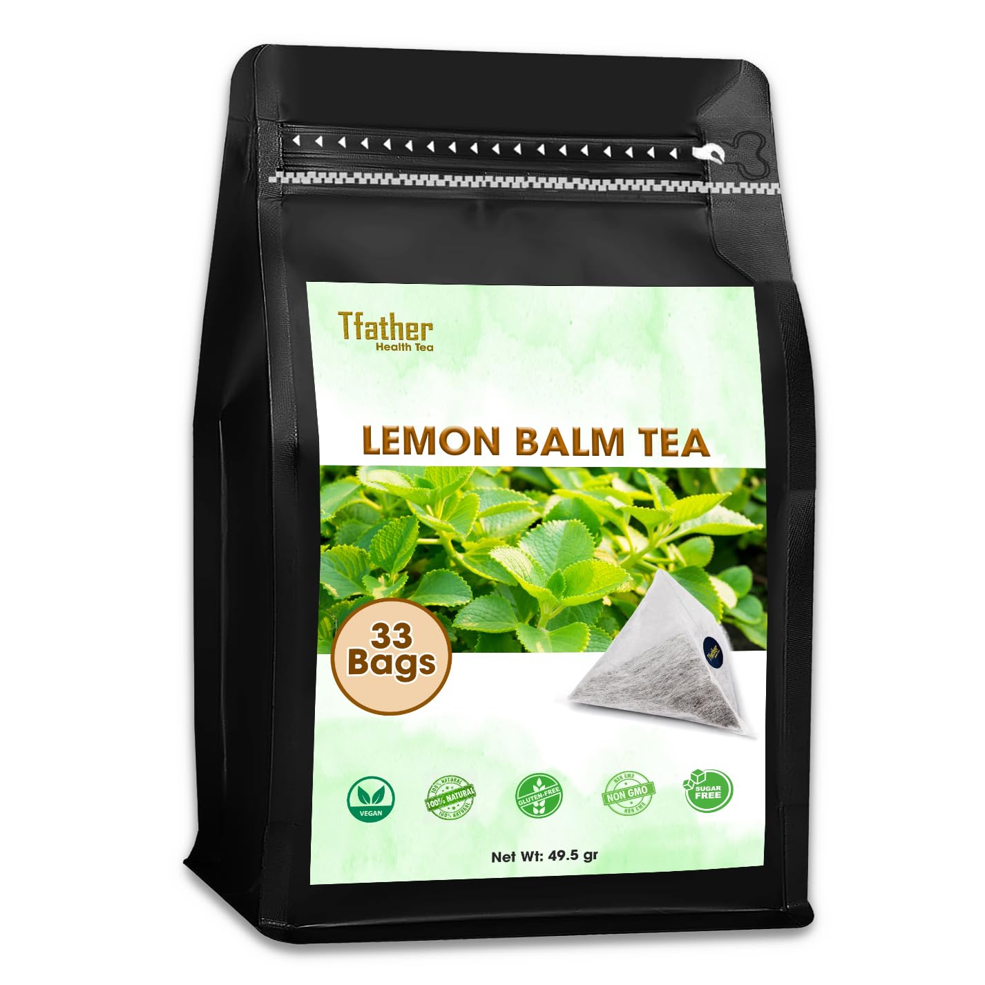 Lemon Balm Tea Bags Pyramid with String - Throat Soothing Effect, Cough Relief, Respiratory Support, Improve Mod, Relieve Stress - Premium Lemon Balm Herb (Melissa Officinalis) - Health Herbal Tea