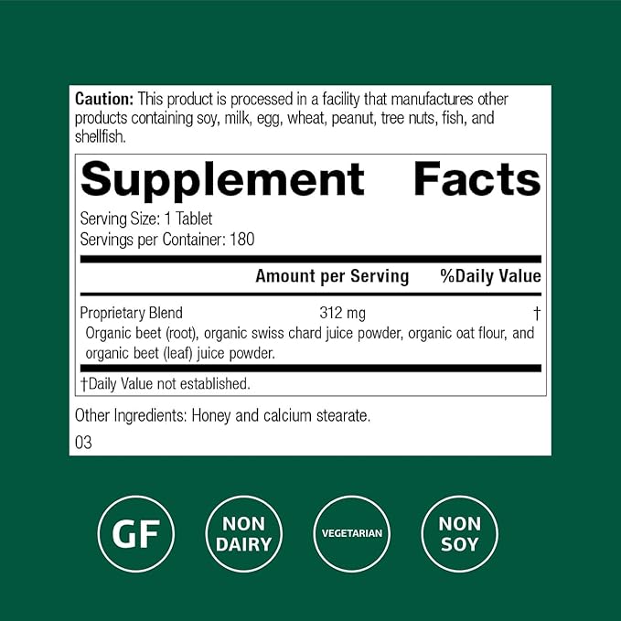 Standard Process Betafood Digestive & Intestinal Health Dietary Supplement - Vegan, Gluten-Free, Non-Dairy & Non-Soy - Dietary & Liver Care - 180 Tablets