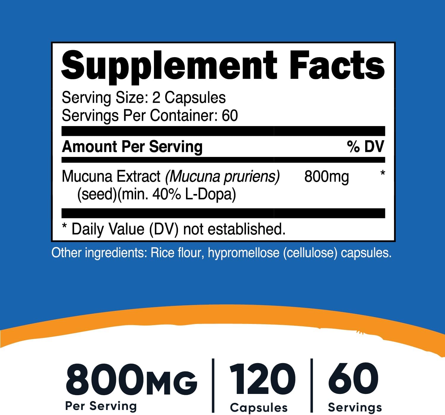 Nutricost Mucuna Pruriens 400mg, 120 Capsules - 800mg Per Serving, Veggie Caps, from Mucuna Pruriens Seed
