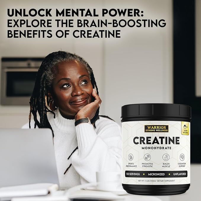 Creatine Monohydrate Powder 1 lb, 100 Servings, ISO Certified Tested Vegan, Unflavored Micronized Powder- Support Muscles, Cellular Energy & Cognitive Function