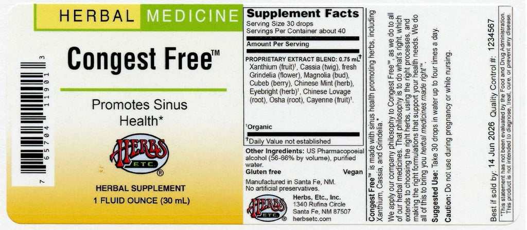 Herbs Etc. Congest Free™ 1 oz