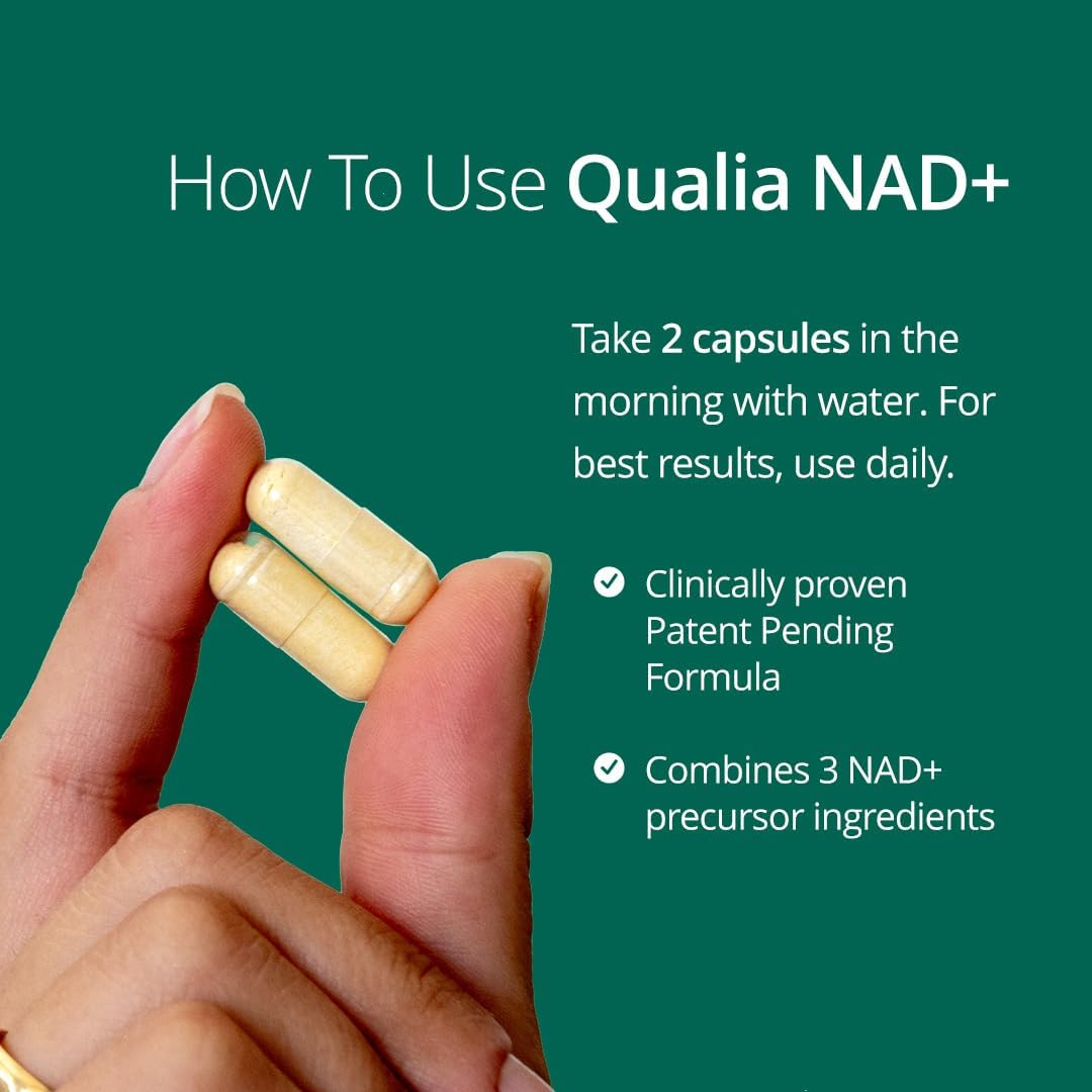 Qualia NAD Supplement — Clinically Proven to Boost NAD+ up to 67%. Optimized Aging, Energy, Focus. Elite NAD+ Booster Ingredients: Nicotinamide Riboside (NIAGEN,) Niacin, Niacinamide (3 Month Supply)