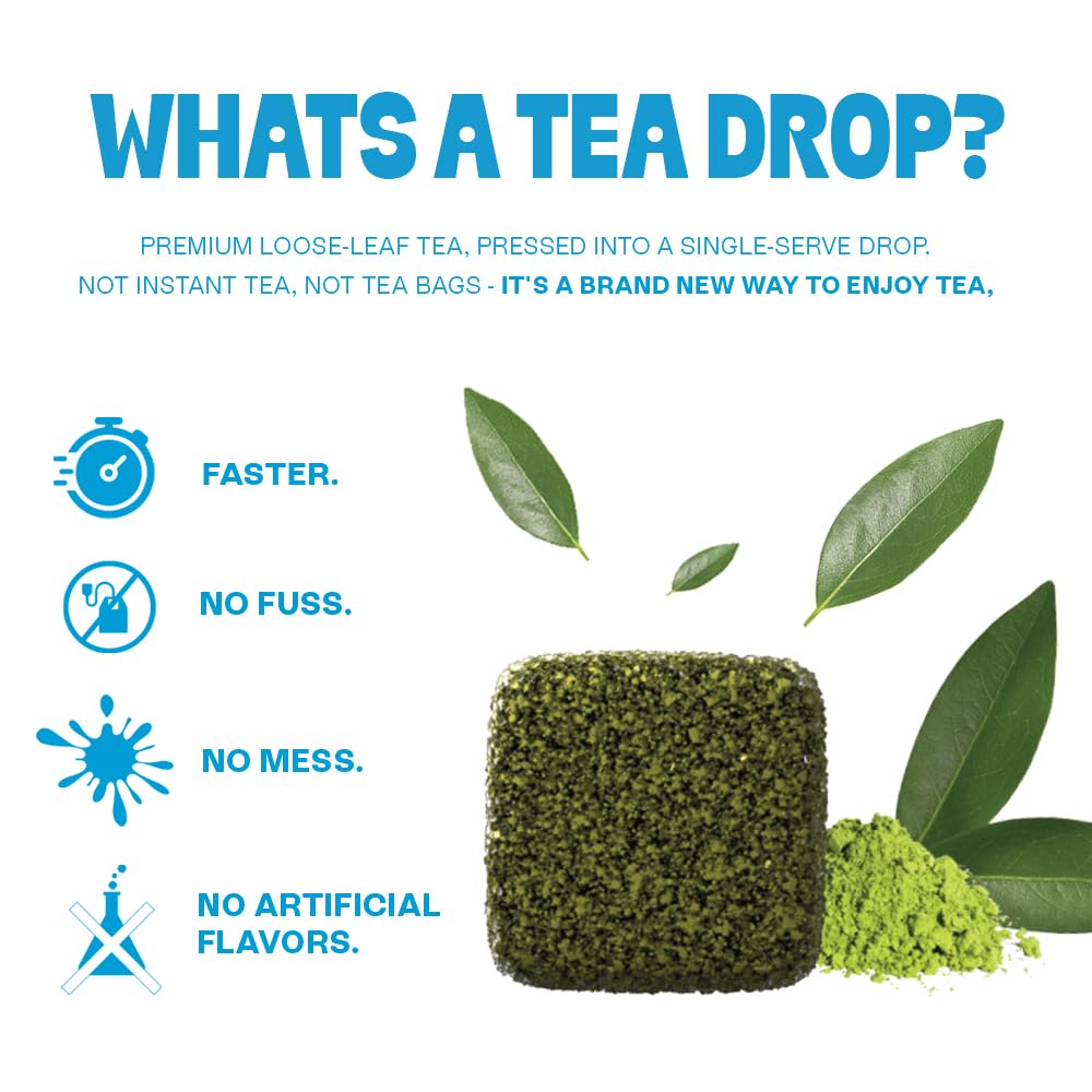 Tea Drops Holiday Gift Set | Organic Dissolvable Loose Leaf Tea | Microplastic-Free | Chai Spice Chocolate Earl Grey Citrus Ginger Rose Matcha Peppermint Ube Vanilla Bean Thai | 9 Sampler Assortment - 1 Per Flavor