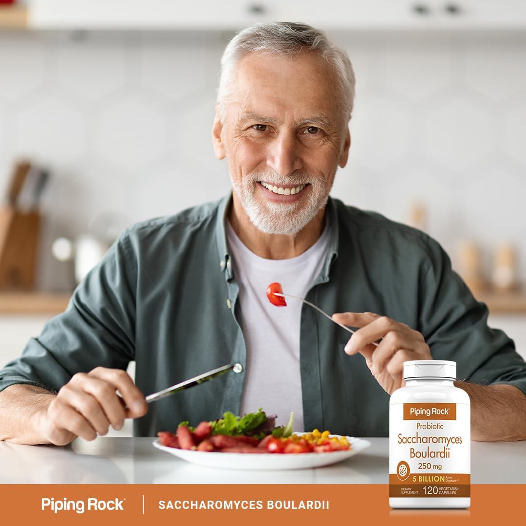 Piping Rock Saccharomyces Boulardii Probiotic Supplement | 5 Billion CFU | 120 Capsules | 250 mg | Vegetarian, Non-GMO, Gluten Free