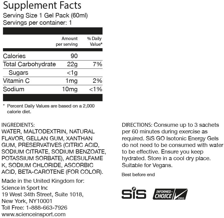 SIS Isotonic Energy Gels, 22g Fast Acting Carbohydrates, Performance & Endurance Sport Nutrition for Athletes, Energy Gels for Running, Cycling, Triathlon, Pineapple - 2 oz - 30 Pack