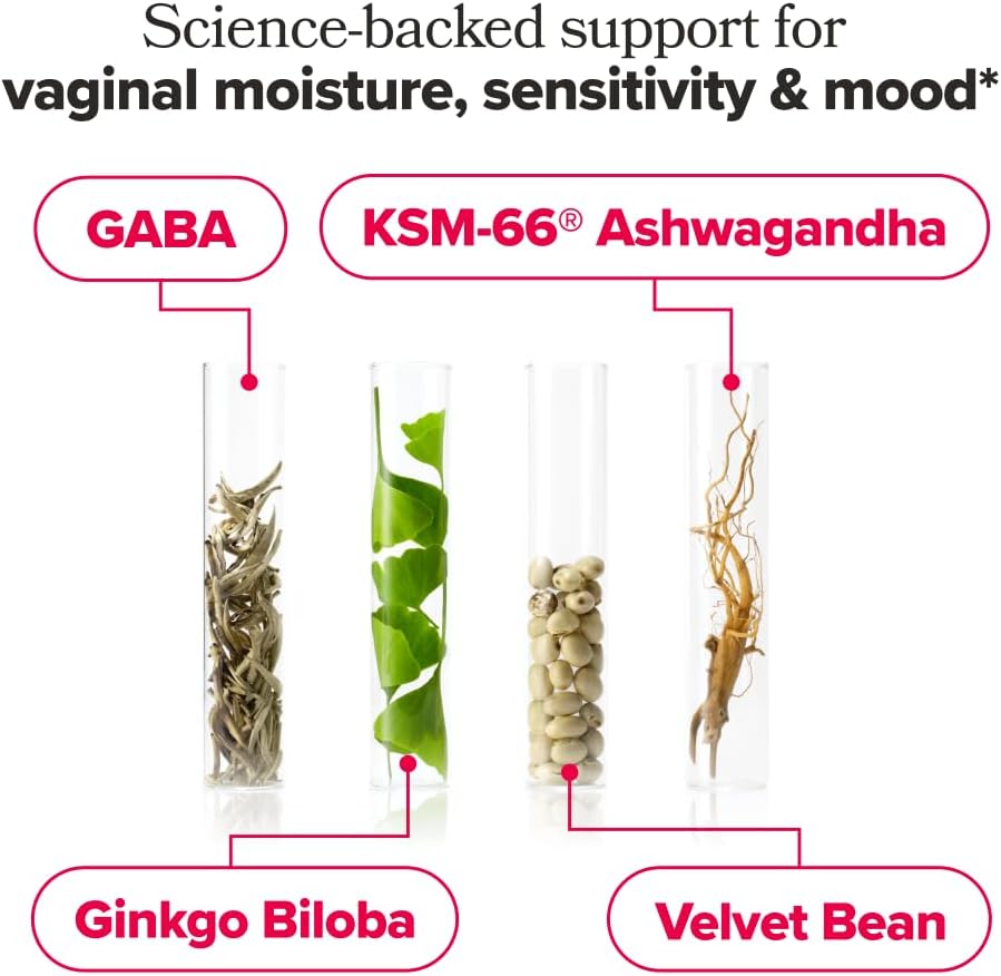 O Positiv URO Vaginal Moisture & Mood – Formulated to Support Vaginal Moisture, Mood & Relaxation – with KSM-66® Ashwagandha, Ginkgo Biloba, Mucuna pruriens, and GABA – 30 Servings