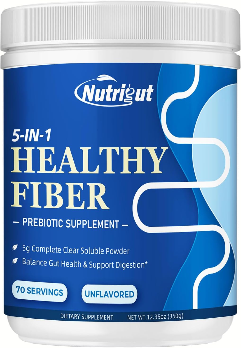 Fiber Supplement - Prebiotic Fiber Supplement Powder, 5g Soluble Fiber Powder with Acacia & Inulin for Daily Digestive Health & Regularity, Gluten & Sugar Free, Vegan, Unflavored - 70 Servings