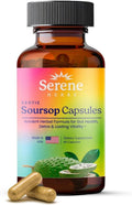 Serene Herbs Graviola Soursop Capsules Organic - Guanabana Extract Pills with Black Seed, Irish Moss & Moringa - 16 Herb Daily Supplements & Digestive Support - Vegan, Non-GMO - 7,000 mg - 60 Count