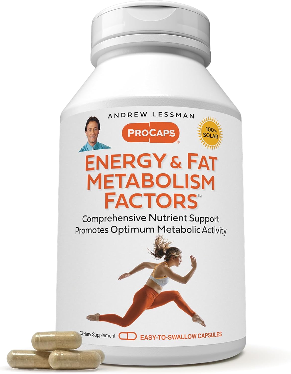 ANDREW LESSMAN Energy and Fat Metabolism Factors 30 Capsules - Promotes Optimum Fat Burning and Energy Metabolism, with Carnitine, Green Tea, Guarana, Ginseng, B-Complex. Easy to Swallow Capsules