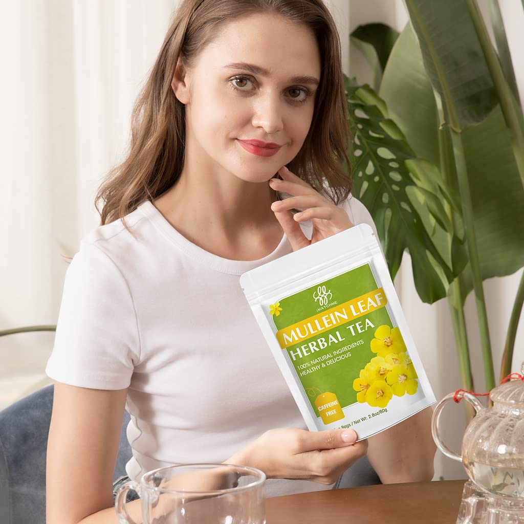 Mullein Leaf Tea, Mullein Tea Bags for Lung Cleanse, Respiratory Support and Mucous Membranes, Herbal Tea Caffeine Free, Non-GMO, 40 Tea Bags