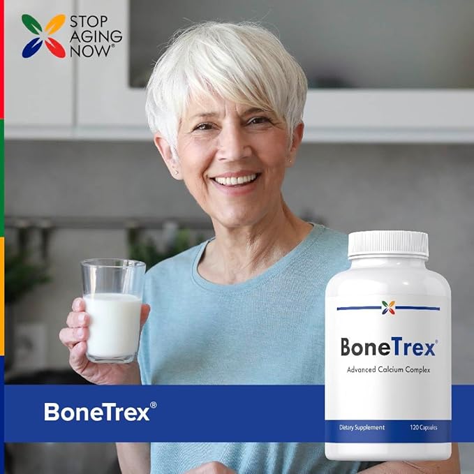 Stop Aging Now - Calcium Complex Supplement - 120 Capsules - BoneTrex with Magnesium, Vitamin D, Vitamin K2 and Boron
