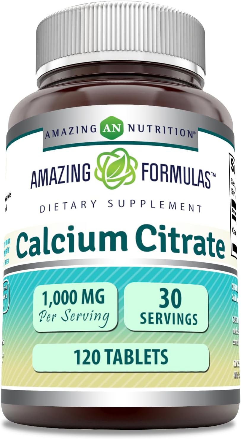 Amazing Formulas Calcium Citrate 1000 Mg | Tablets | Supplement for Men & Women | Non-GMO | Gluten Free | Made in USA (1, 120 Count)