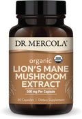 Dr. Mercola Organic Lion's Mane Mushroom Extract, 30 Capsules 500 mg Organic Lion's Mane, Non-GMO, Gluten Free, Soy Free
