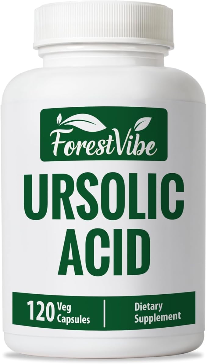 Ursolic Acid Supplement 300mg, Natural Rosemary Leaf Extract, 120 Vegan Capsules, 1 Month Supply, Non-GMO & Gluten Free Ursolic Acid Capsules for Men and Women