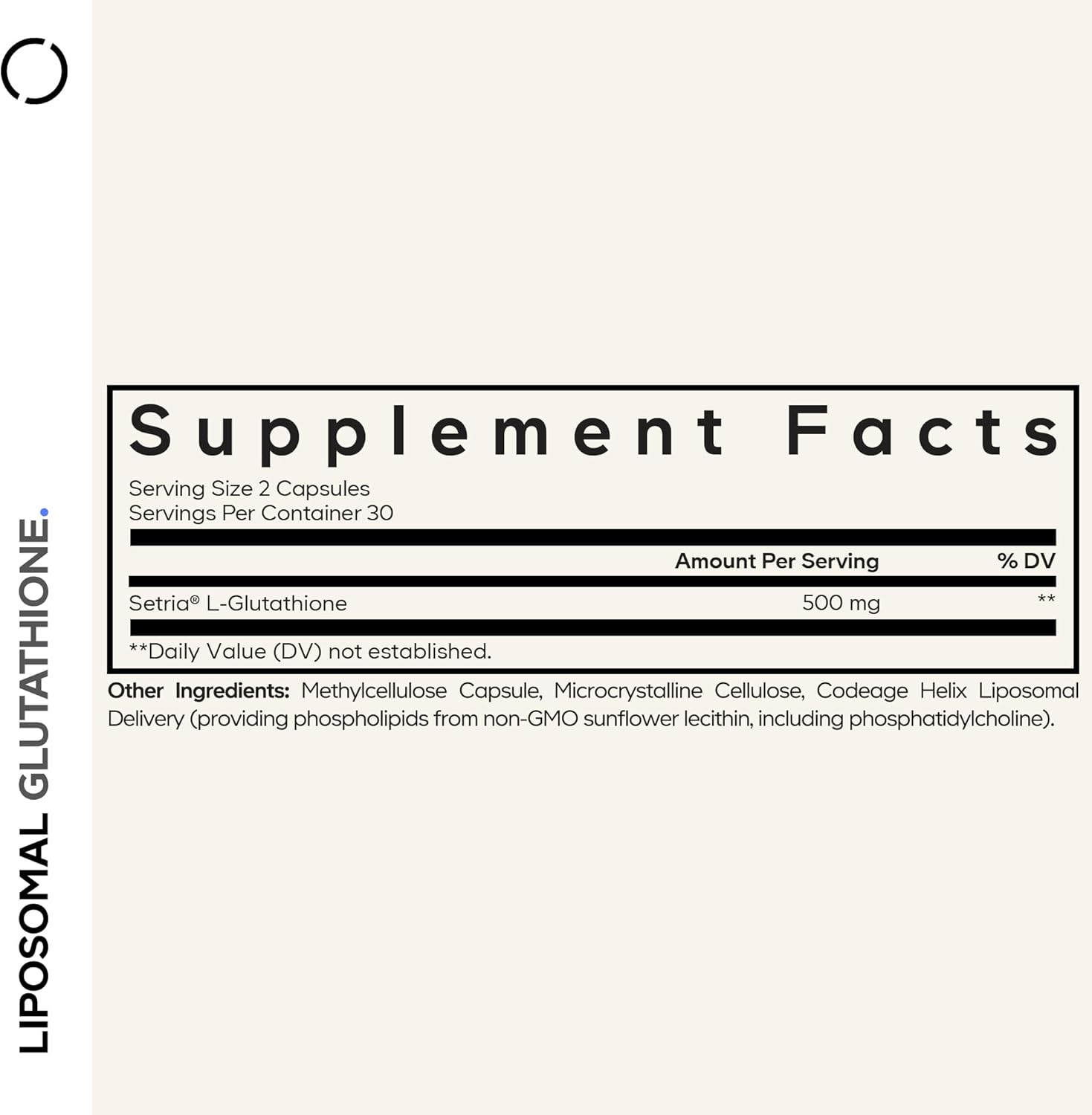 Codeage Liposomal Glutathione Supplement - Pure Reduced Setria L-Glutathione, Liposomal Delivery, Phospholipid Complex - Vegan, Non-GMO - 2-Pack