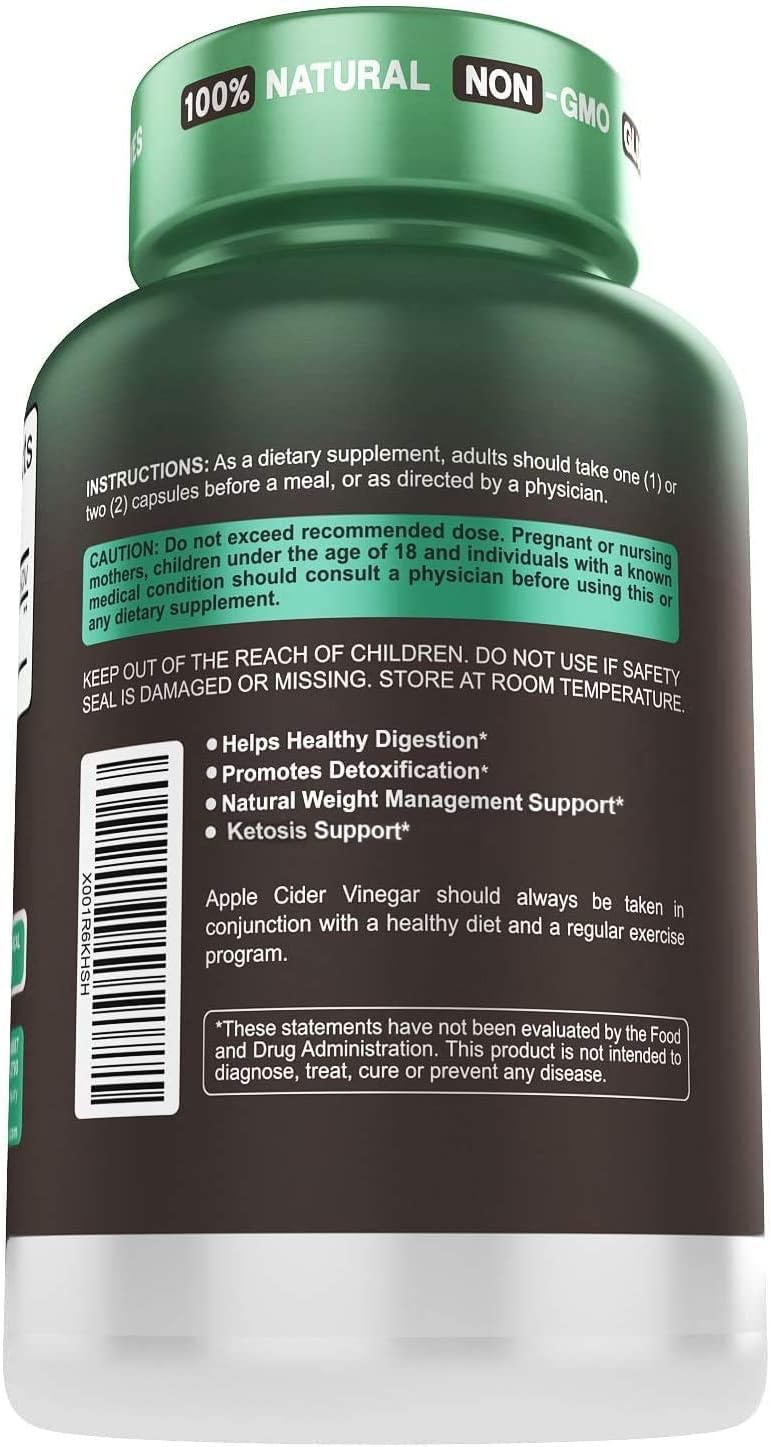 Herbtonics Raw Apple Cider Vinegar Capsules 1500mg with Mother | Weight Management, Detox & Digestion Formula with GLP-1 Support | Unfiltered ACV for Metabolic Support | 240 Vegan Capsules