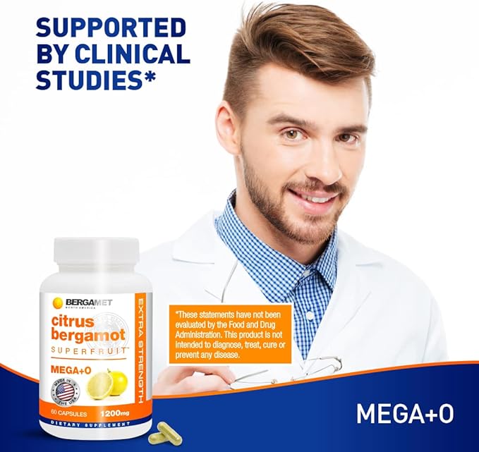 BergaMet Citrus Bergamot Supplement, 170:1 Extract, 1200mg per Serving, 80% Polyphenols, Italian Citrus Bergamot Supplement for High Cholesterol, 120 Capsules, 2 Months, Made in The USA
