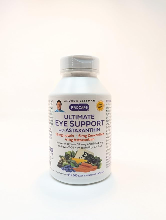 ANDREW LESSMAN Ultimate Eye Support with Astaxanthin 360 Softgels - 12mg Lutein, 6mg Zeaxanthin, 4mg Astaxanthin, Bilberry. Key Nutrients to Support Eye Health, Promote Healthy Vision. No Additives