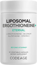 Codeage Liposomal Ergothioneine+ Supplement - L-Ergothioneine, L-Glutathione, Vitamin C, Selenium, Phospholipid Complex - Healthy Aging & Antioxidant - Vegan, Non-GMO, Soy-Free – 30 Capsules