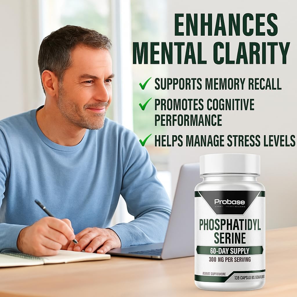 Phosphatidylserine 300mg Supplement Brain Health and Memory Support Non-GMO Gluten Free 120 Capsules Phosphatidyl Serine Complex