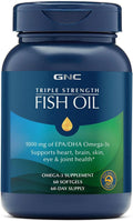 GNC Triple Strength Fish Oil Omega 3 Supplement, 1000mg EPA and DHA, Supports Heart, Brain, Skin, Eye and Joint Health, 60 Softgels