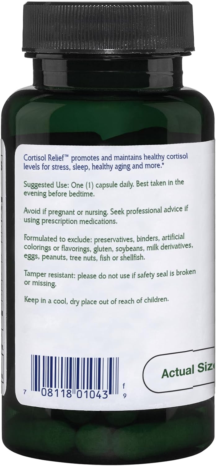 Vitanica Cortisol Relief, Dr. Formulated Sleep, Stress, Cortisol Manager Supplement, Vegan, 60 Capsules