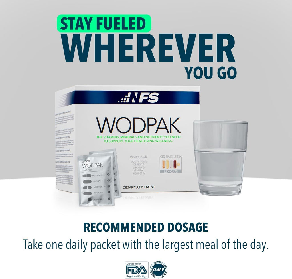NF Sports WodPak Complete Daily Multivitamin Vitamin Pack for Men and Women, Soft-Gel Berry-Flavored Multivitamins with Vitamin D, Vitamin D3, Zinc, Omega 3, 30 Servings (Pack of 1)