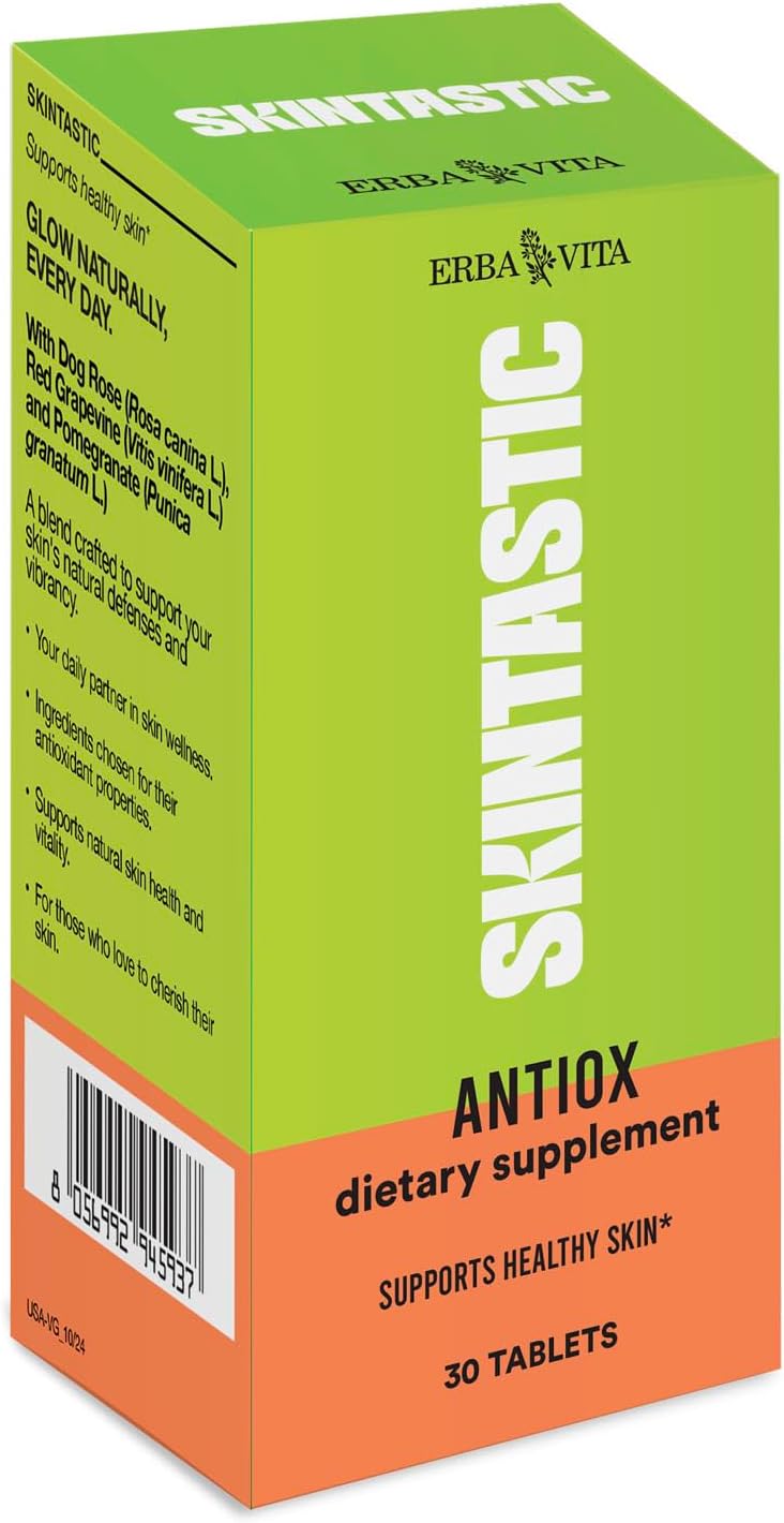 Skintastic Antiox 30 Tablets - Dietary Supplement with Antioxidant Properties, Beta Carotene, Astaxanthin, Coenzyme Q10, Lycopene and Selenium to Support Healthy Skin